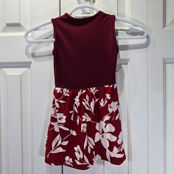 New Baby Girl Floral Burgundy Dress – Size 18-24 Months - Picture 2 of 5